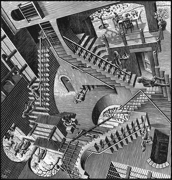 Relativity
July 1953
Woodcut
28.2x29.4cm